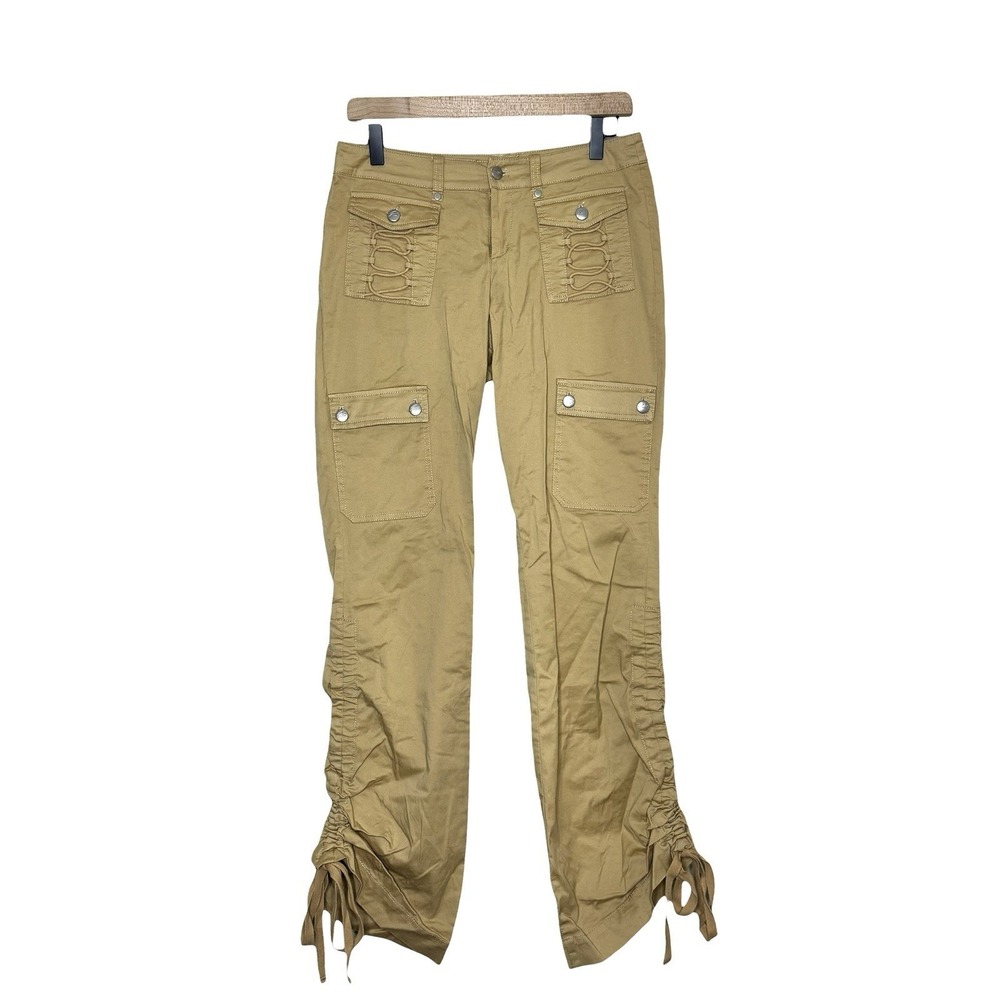 I.AM.GIA Womens Cargo Pants Size S‎ Tan Ruched Leg Grunge Streetwear Y2K Edgy